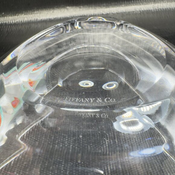 Tiffany & Co New York Etched Six Panel Hexagonal Crystal Glass Bowl Dish Signed - Picture 3 of 12